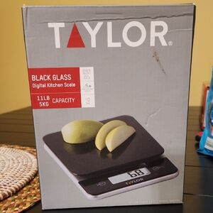 Taylor Black Glass Digital Kitchen Scale In Box